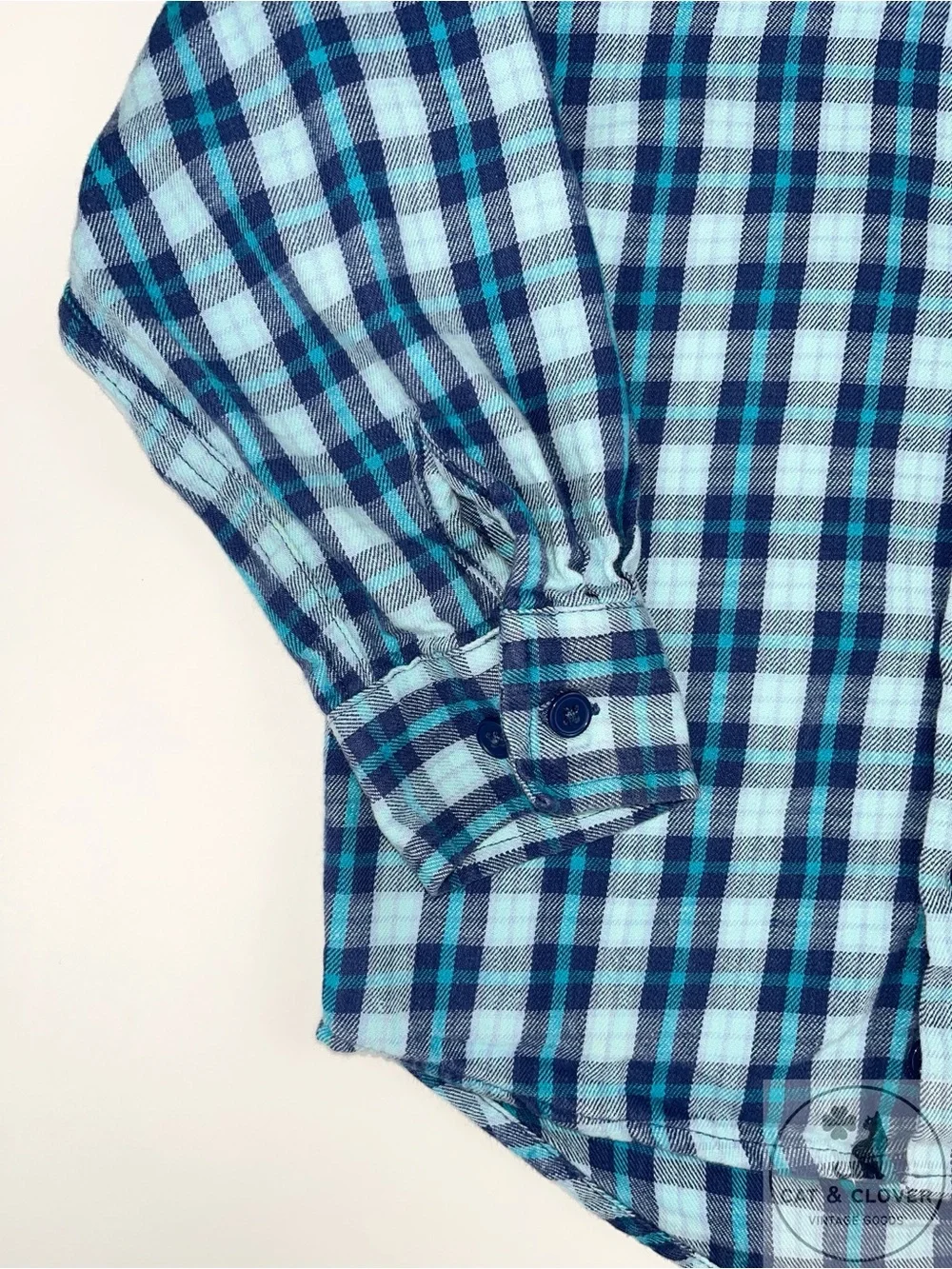 Gymboree 90s Rainbow Tag Blue Plaid Long Sleeve Button Down Flannel Boys Shirt L